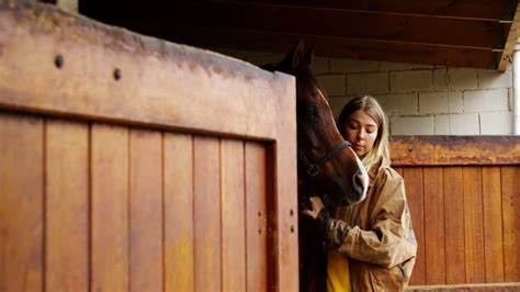 Frau Steht Mit Pferd Im Stall 4k